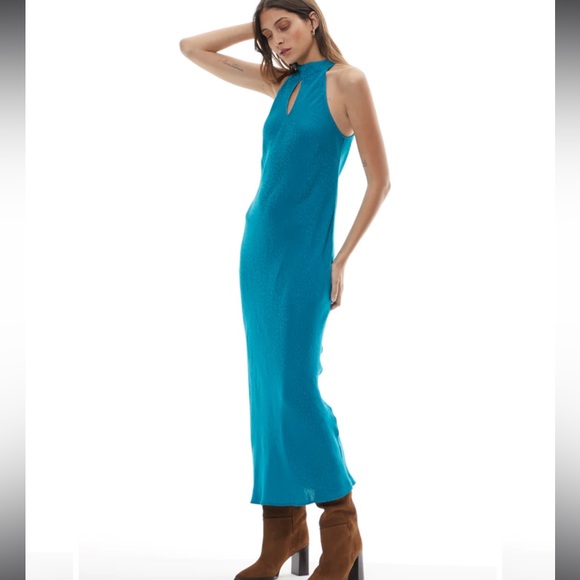 Teal leopard YFB long lou lou dress blue - Picture 3 of 5